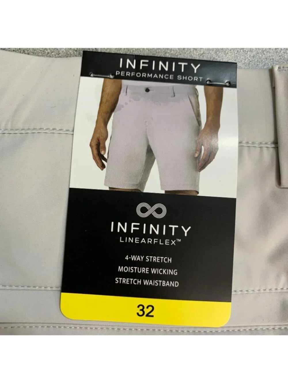NWT Infinity LinearFlex Men's 32 Gray Performance Shorts 4-Way Stretch